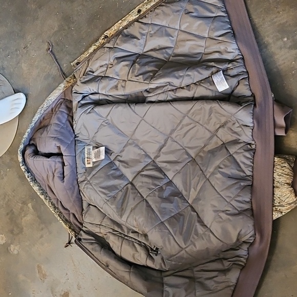 Russell Outdoors Mens Mossy Oak Brush Jacket Camouflage XL Hooded Quilt Lined - Picture 11 of 15